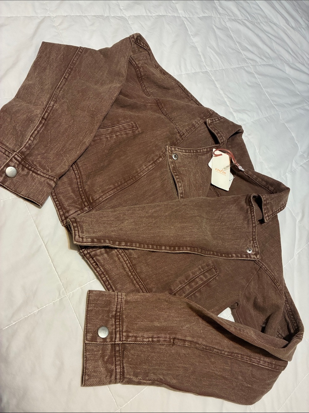 Entro Brown Denim Crop Jacket NWT